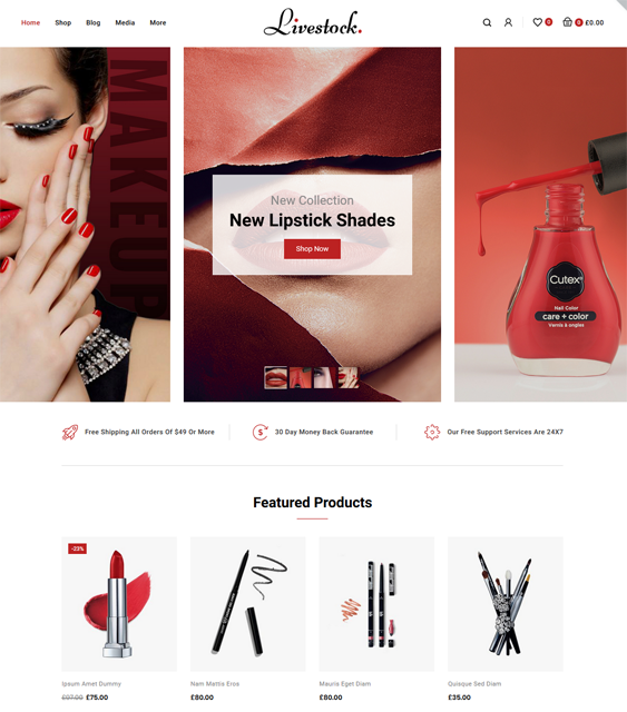 beauty WooCommerce theme for selling cosmetics, skincare, and makeup
