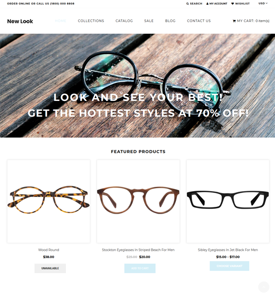 shopify themes for selling sunglasses eyewear