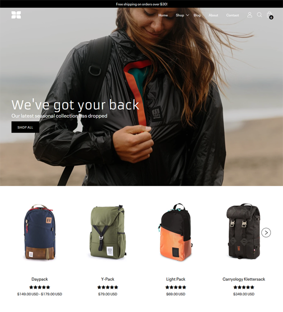 backpack shopify themes