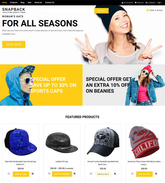 hat store shopify themes