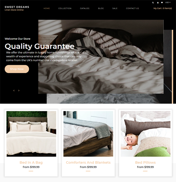 shopify themes for selling bedding blankets linens