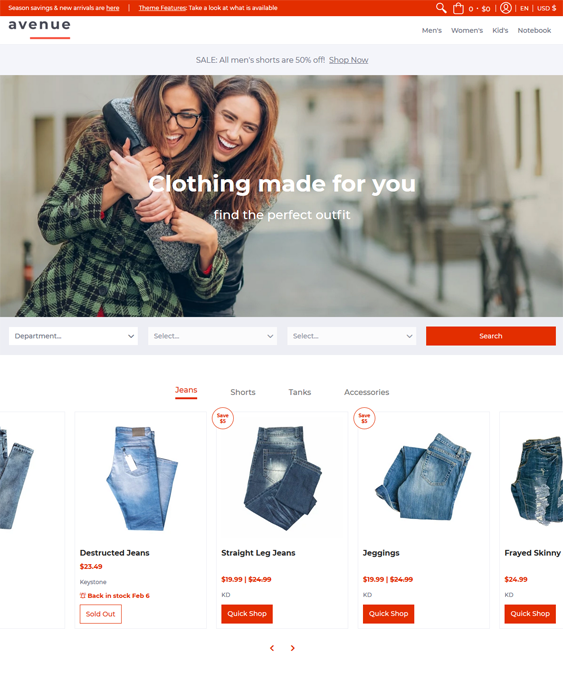 shopify themes for casual clothing stores