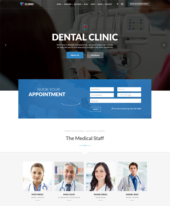 wordpress themes for dentists dental clinics