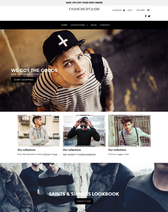 shopify themes for casual clothing stores