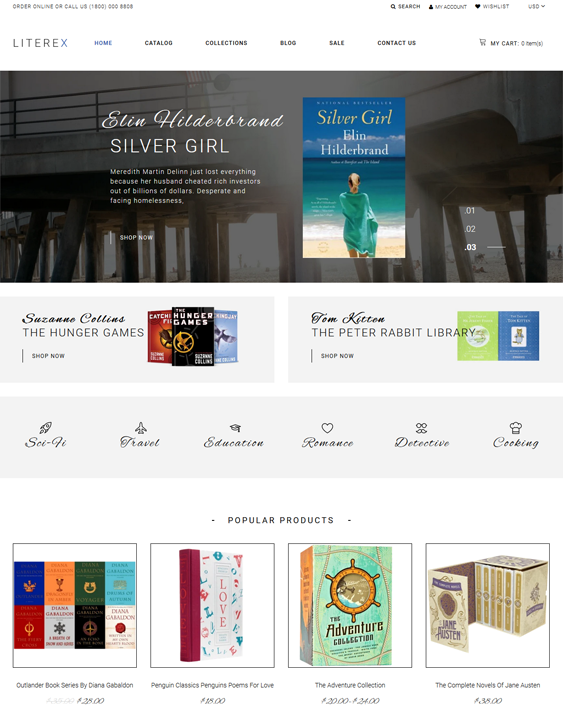 shopify themes for online book stores
