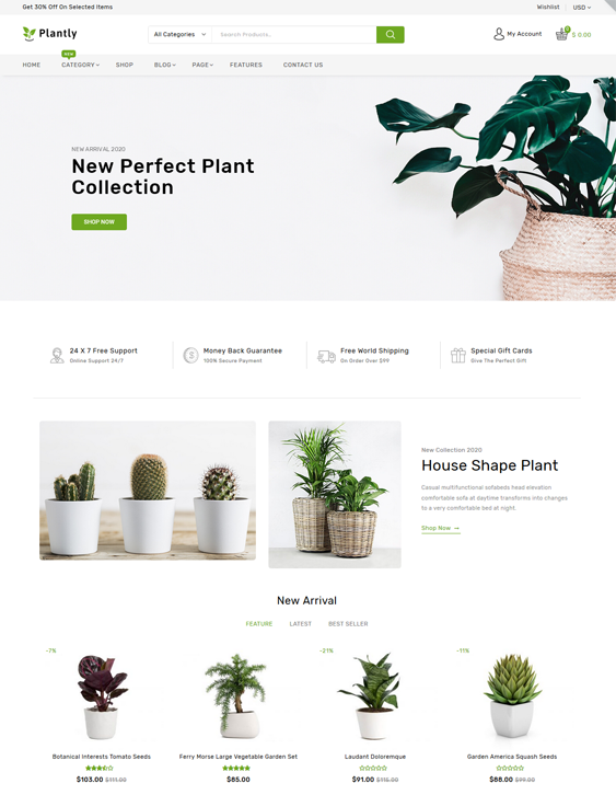 woocommerce themes for selling plants flowers feature
