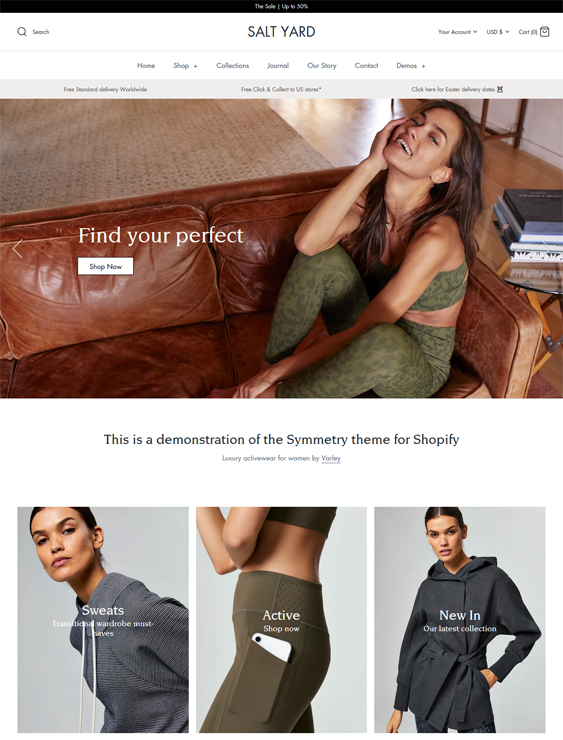 Shopify theme for athleisurewear and workout clothing feature