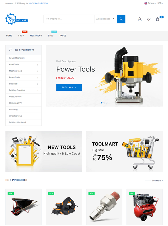 Shopify Themes For Online Tool Stores
