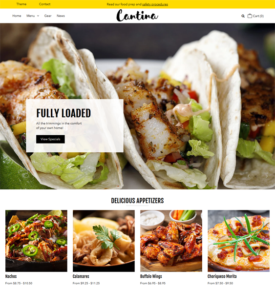 restaurant shopify themes feature