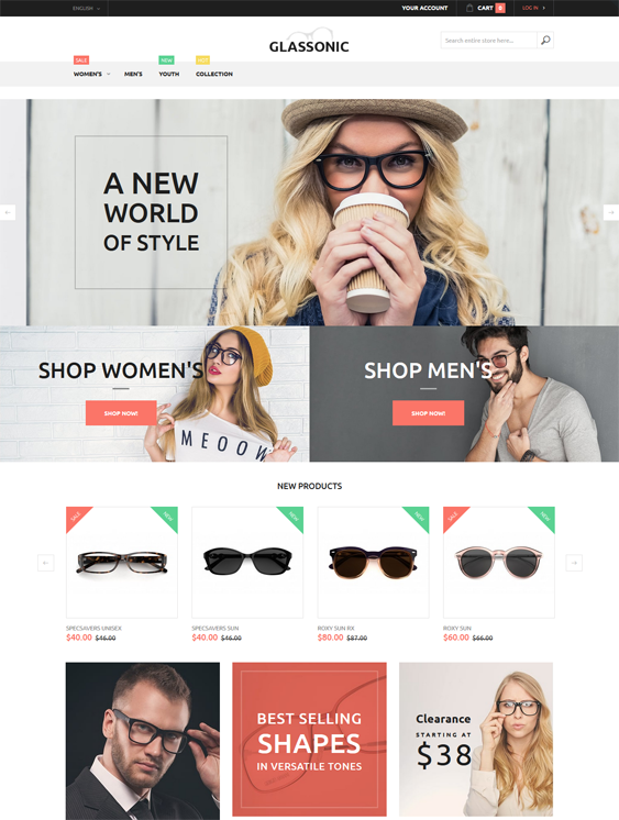Magento Themes For Selling Sunglasses And Eyeglasses