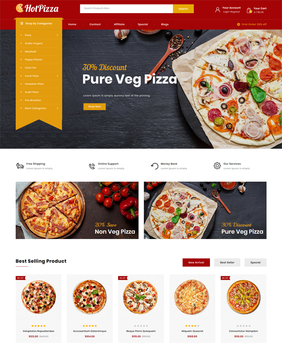 restaurant opencart themes feature