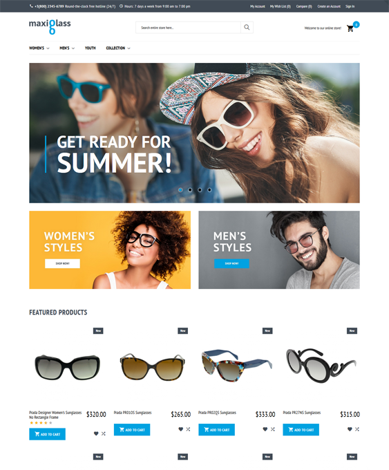 Magento Themes For Selling Sunglasses And Eyeglasses
