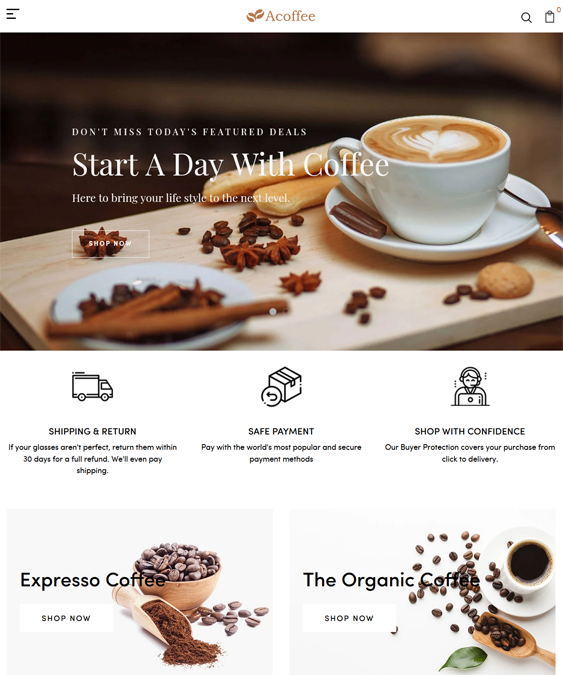 Shopify Themes For Coffee Shops And Stores
