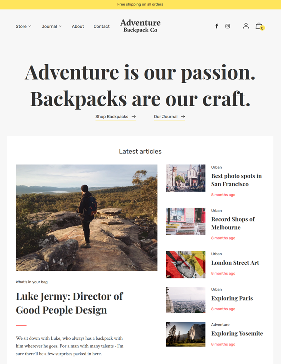editorial adventure outdoor goods shopify theme