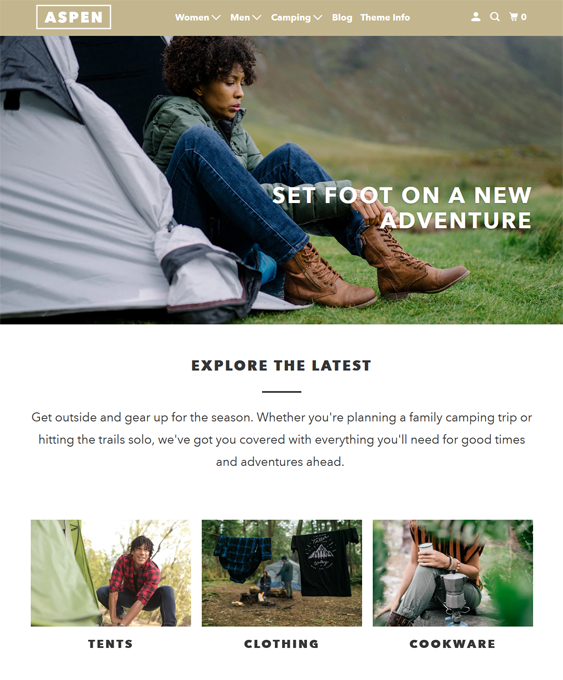 Shopify Themes For Outdoor Goods And Hiking And Camping Equipment feature