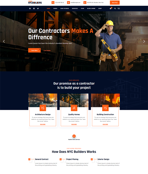 WordPress Themes For Building Contractors And Construction Companies feature