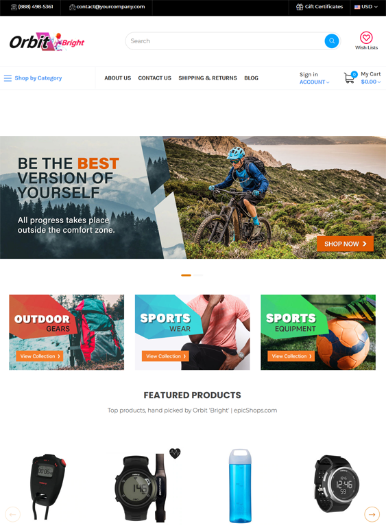BigCommerce Themes For Selling Outdoor Goods And Hiking And Camping Equipment