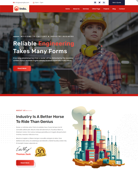 Industrial WordPress Themes feature
