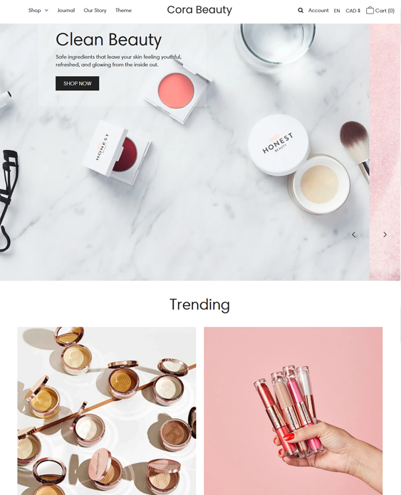 Shopify Themes Clean Beauty Stores