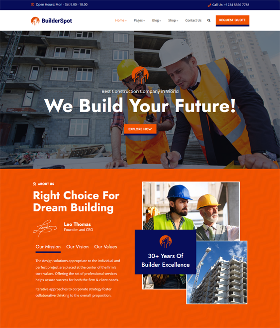 WordPress Themes For Construction Websites feature