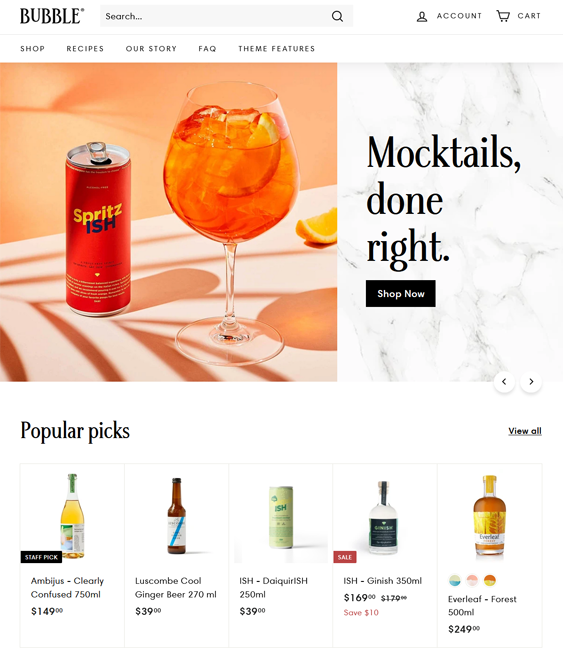 Shopify Themes For Online Drink And Beverage Stores feature