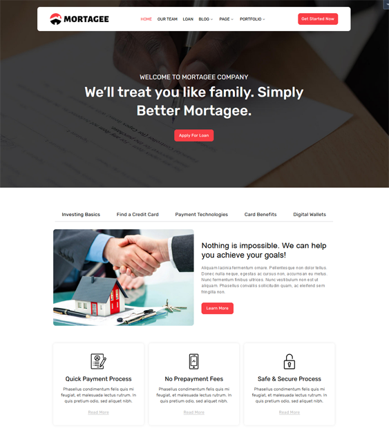 WordPress Themes For Mortgage Companies, Loan Services, And Financial Lenders