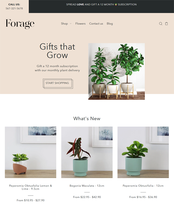 foodie grow plant flower florist shopify theme