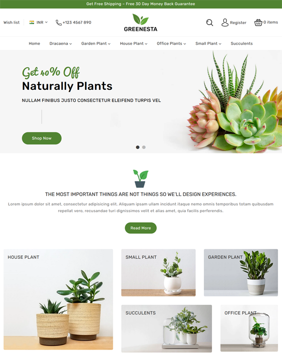 greenesta plant subscription shopify theme