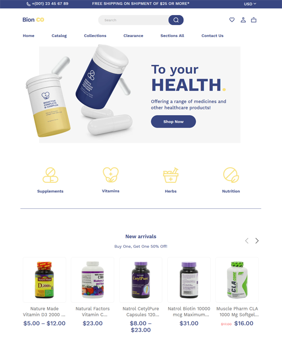 bionco medical shopify theme for online pharmacies and drugstores