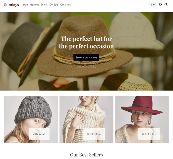 shopify themes for online hat stores feature