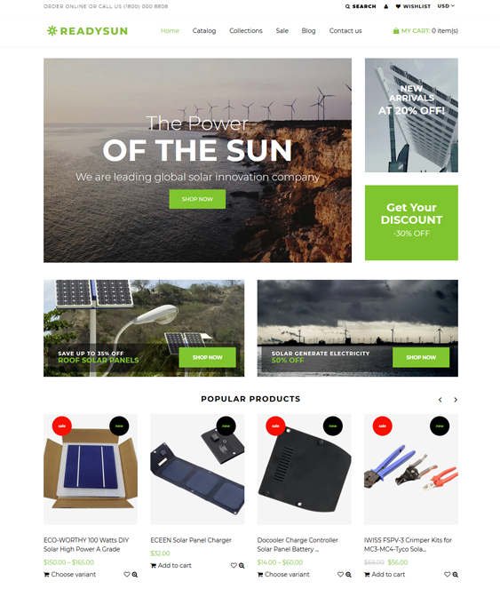 Shopify Themes For Wind, Solar, And Alternative Energy Stores And Companies