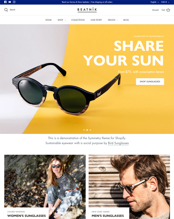 symmetry beatnik sunglasses eyeglasses shopify theme