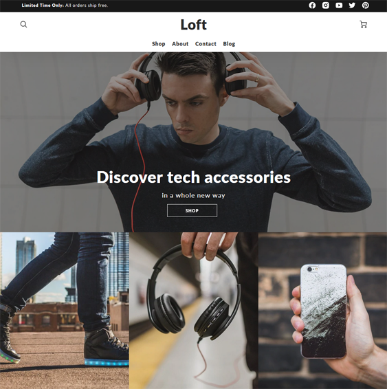 loft kansas city shopify theme for selling earbuds and headpones