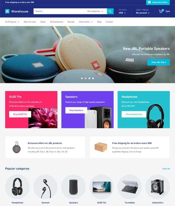 warehouse metal shopify theme for online electronics stores