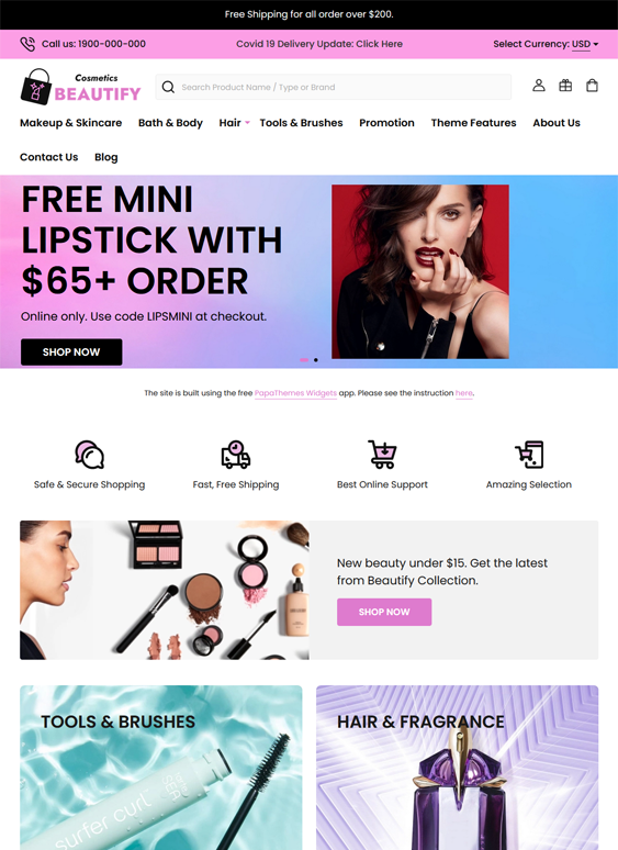 BigCommerce Themes For Selling Clean Beauty Products, Cosmetics, Makeup, And Skincare 