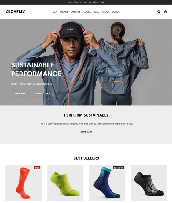 alchmey sharp activewear shopify theme