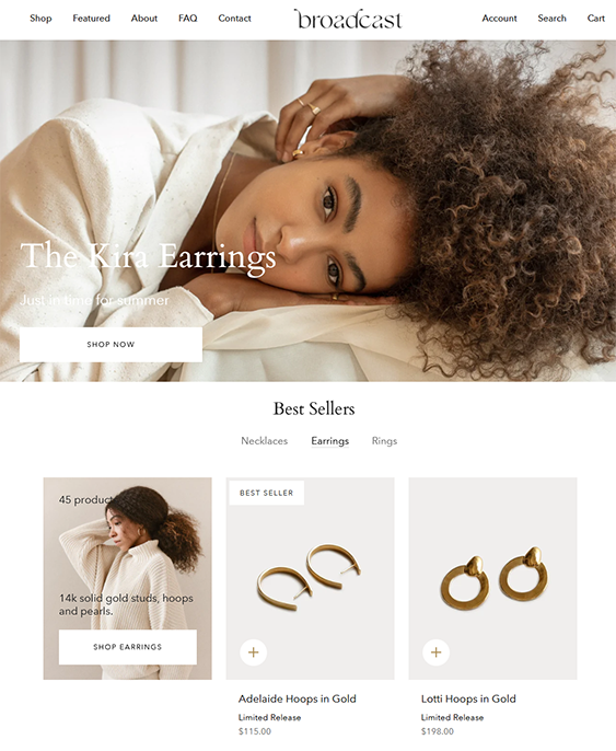 broadcast clean jewlery shopify themes