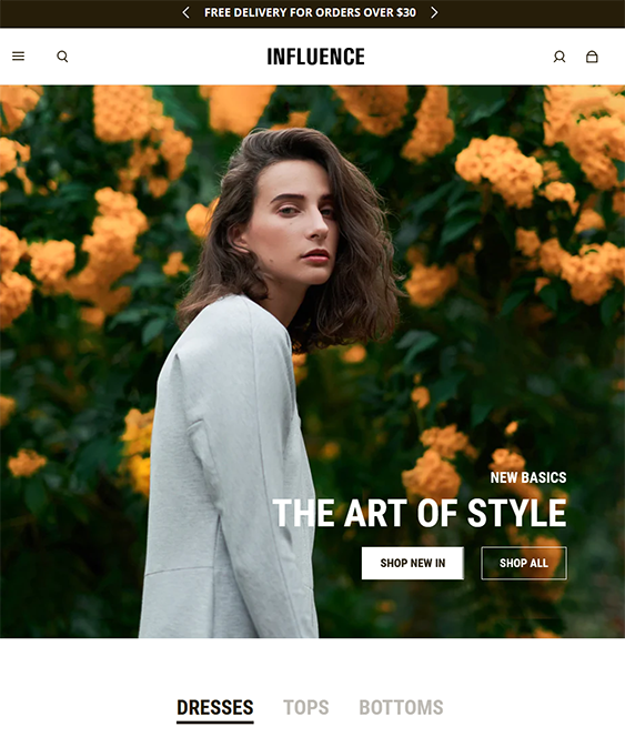 influence fashion and clothing store shopify theme