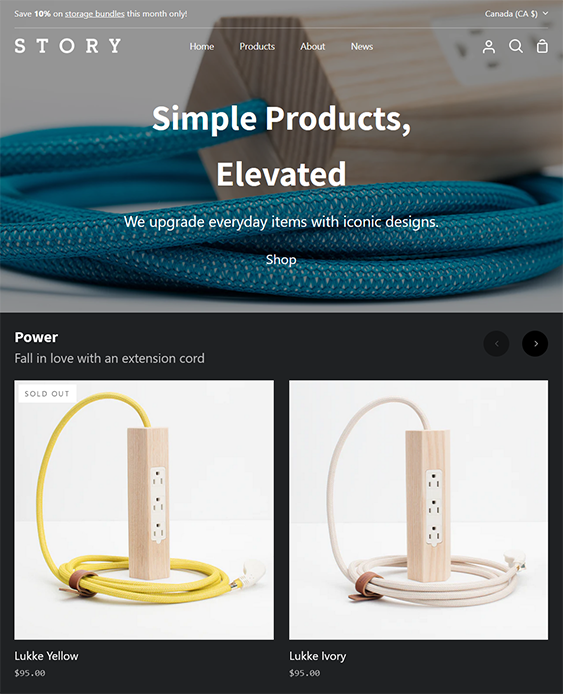 story bold shopify theme for online electronics stores