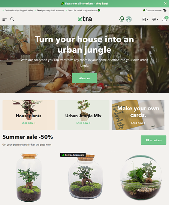 extra creative shopify theme for selling plants online