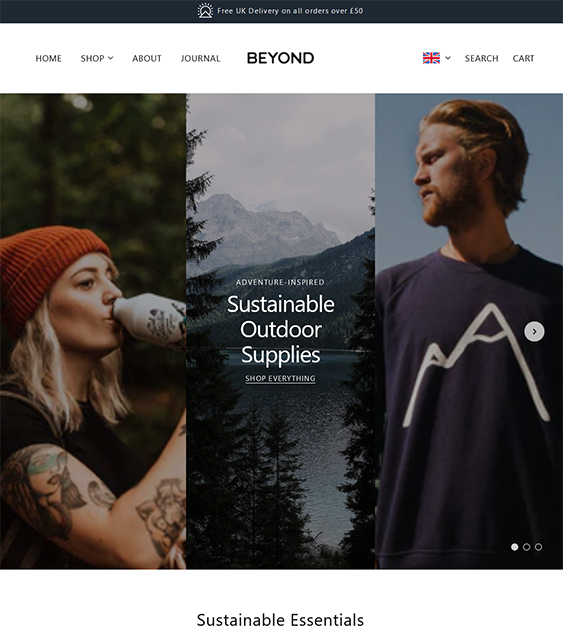 beyond essentials outdoor goods shopify theme