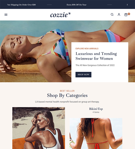 cozzie swimwear shopify theme