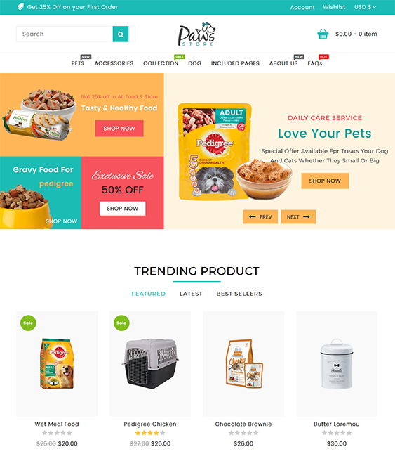 paws pet store shopify theme