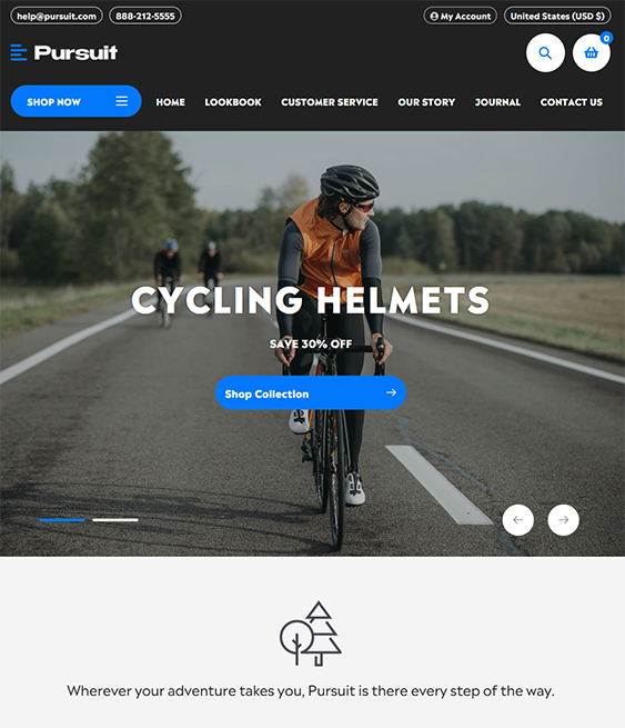 pursuit vail bike and cycling store shopify theme