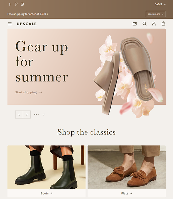 upscale silk footwear shopify theme