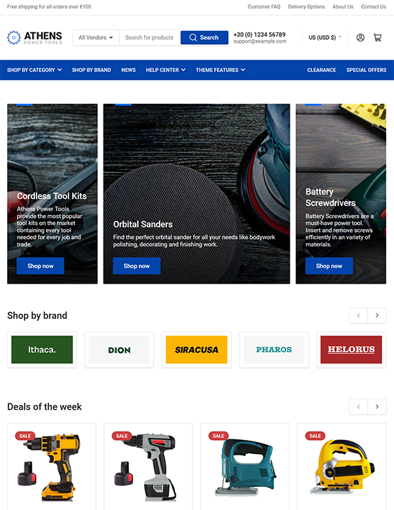athens shopify themes for tool and hardware stores