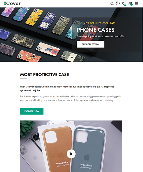cover phone case shopify theme
