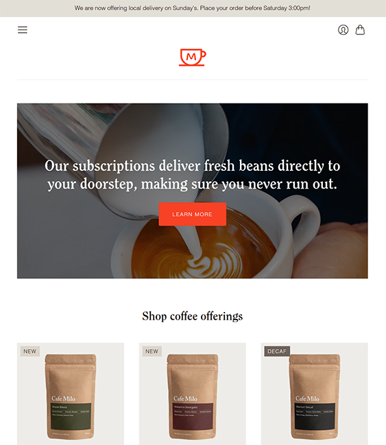 editions modern shopify themes for coffee shops roasters and cafes