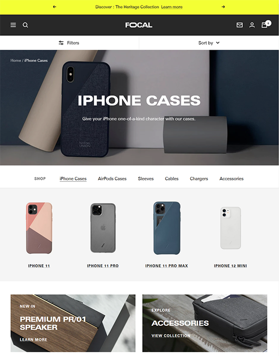 focal carbon phone case shopify theme