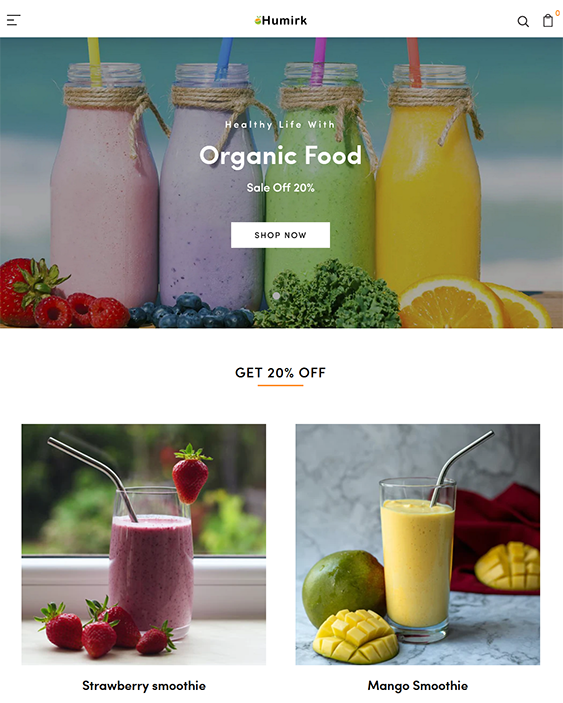 humirk shopify theme for selling fresh juices and healthy smoothies